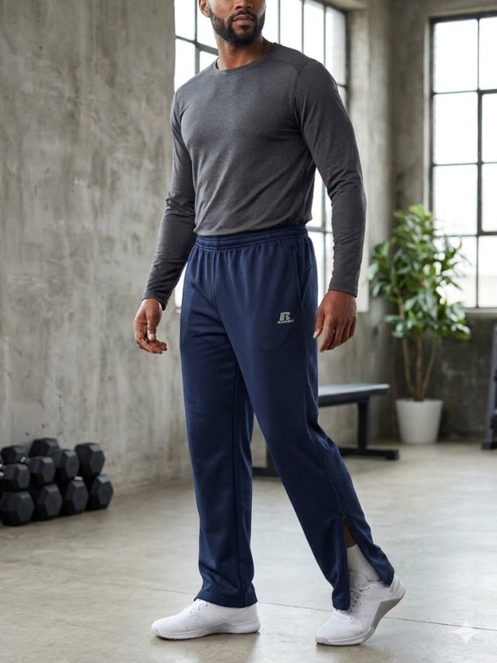 Russell Athletic Black Track Pants Sweatpant Joggers Ankle Zippers NWT Size M